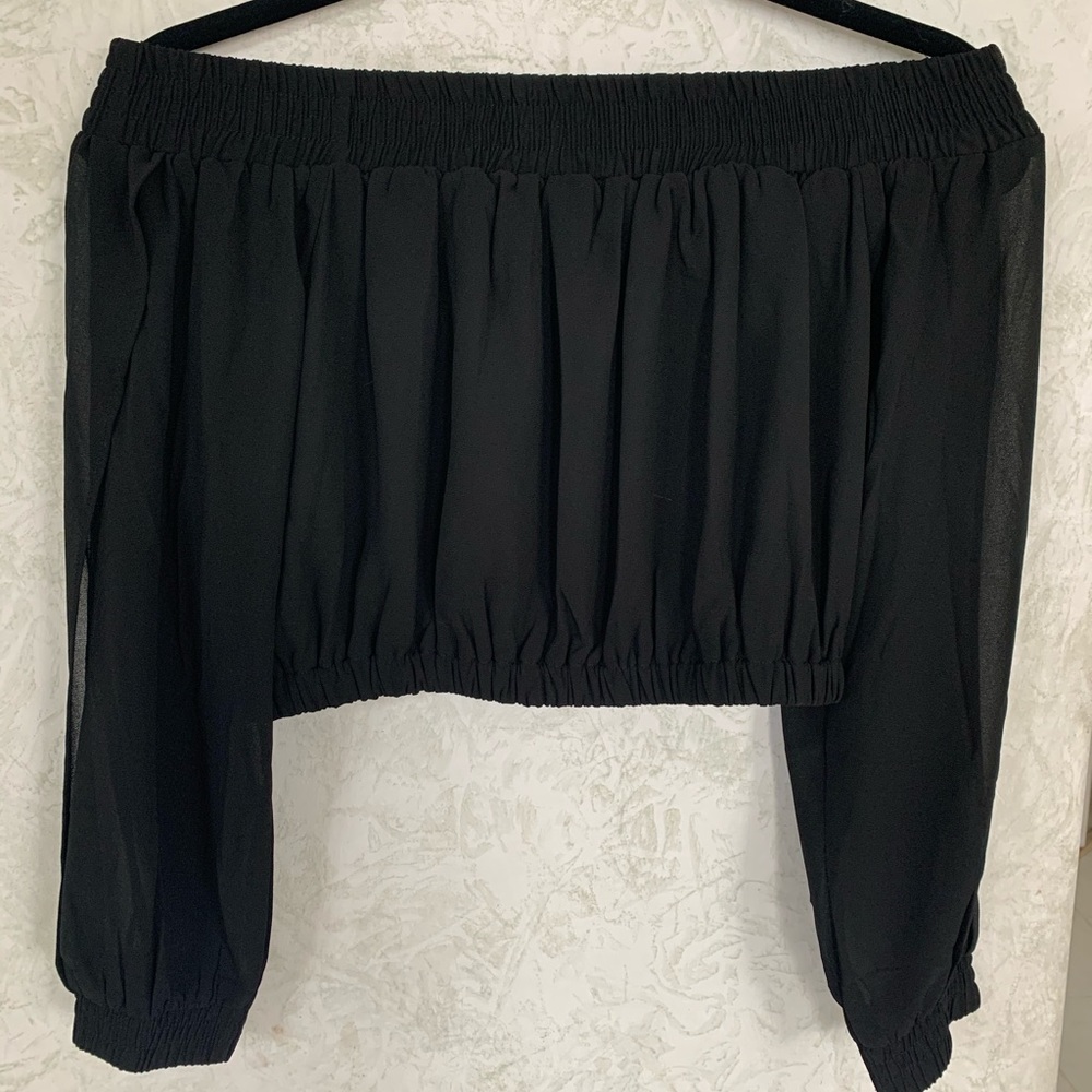 Black Off the Shoulder Crop Top